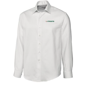 Miami Hurricanes Men's LS Epic Easy Care Dobby Shirt - White